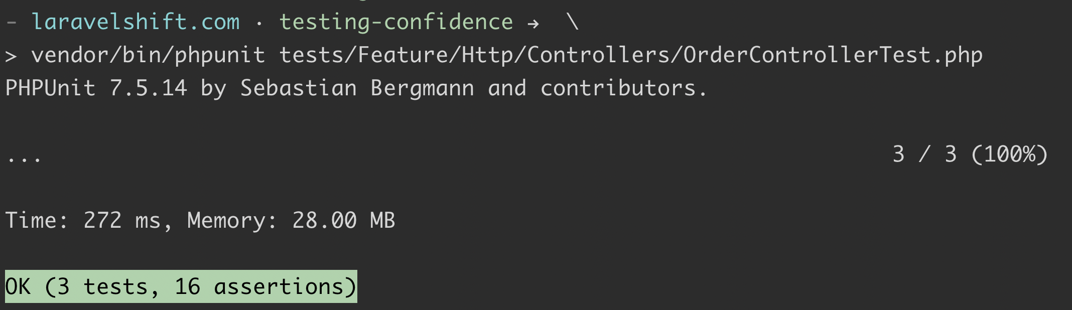 Passing PHPUnit test results